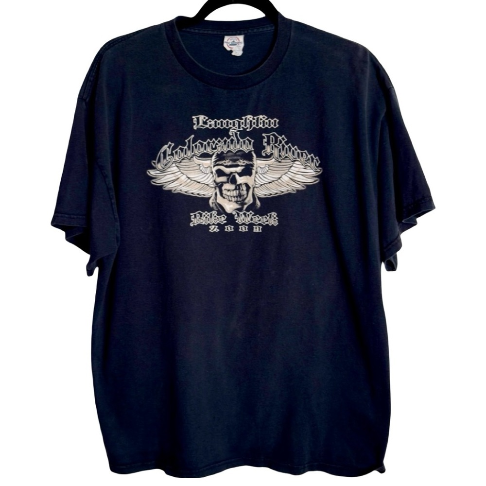 Vintage Laughlin Bike Week 2009 Delta Tag Black Skull Graphic Tee - Picture 2 of 7